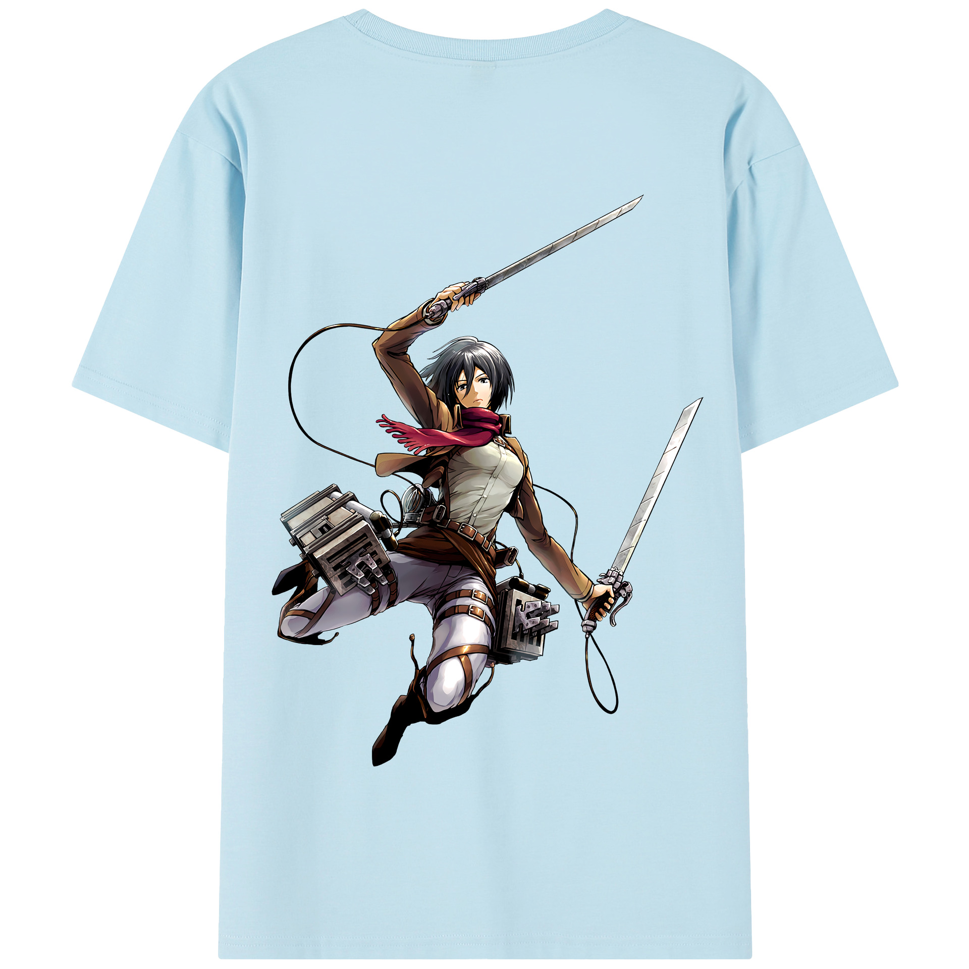 （画像用） 進撃の巨人 ミカサ·アッカーマン Attack on Titan Mikasa Ackerman 綿100％半袖Tシャツ（背面プリント）